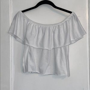 Off the Shoulder White T-Shirt
